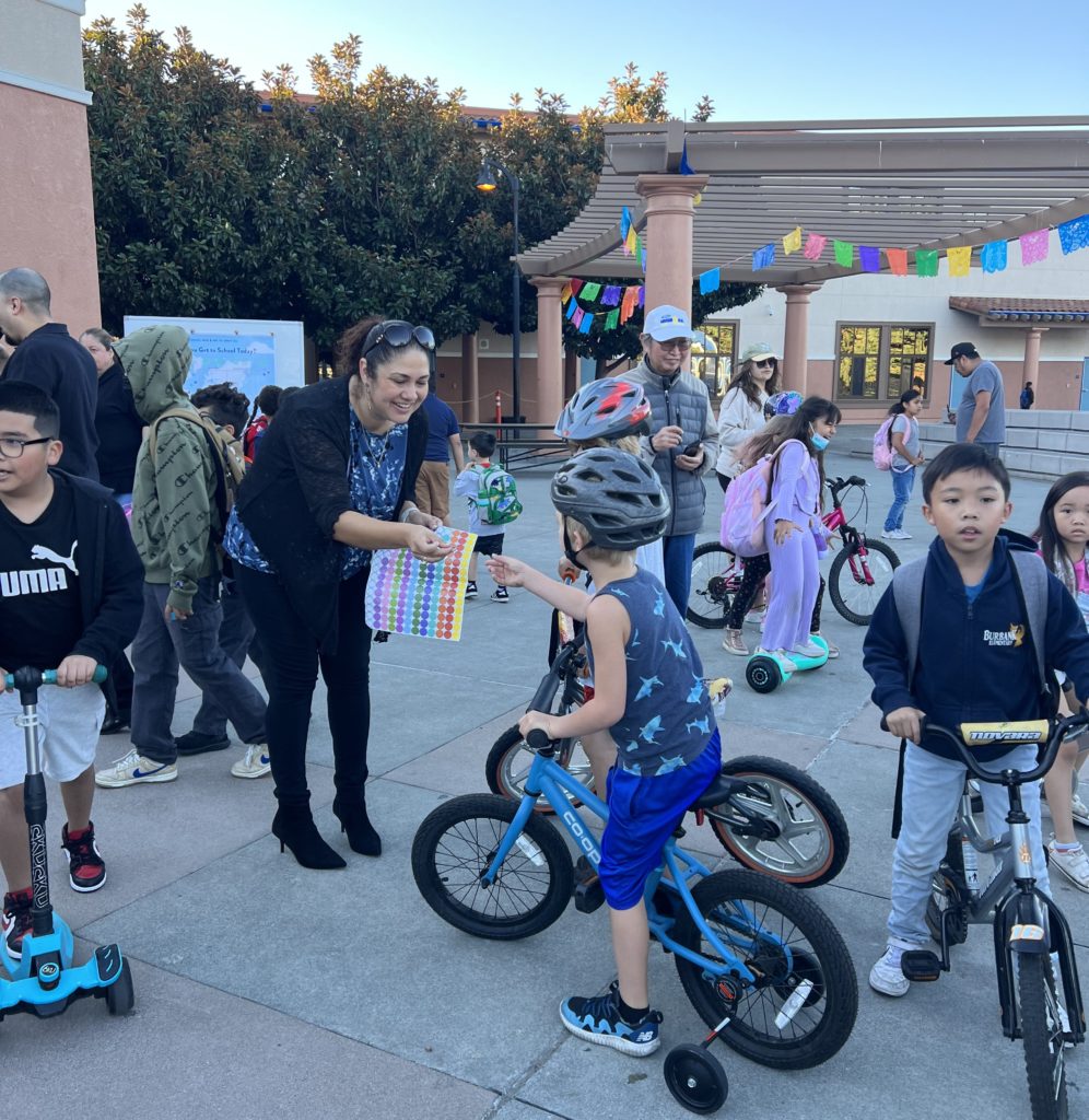 international walk and roll to school day 2023 at Burbank Elementary